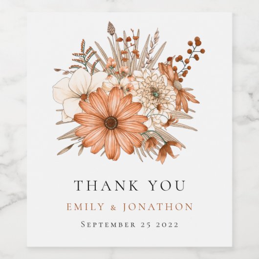 Najaars Florals Passen getrouwd Names Datum huweli Wijn Etiket (Enkel label)