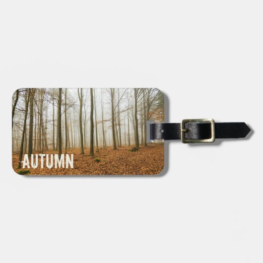 Najaars Forest Mist and Fog Herfst Season gift Bagagelabel (Voorkant horizontaal)