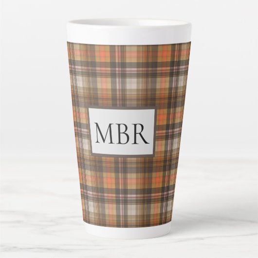 Najaars geplakte kleuren Monogram toevoegen Latte Mok (Voorkant)
