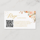 Najaars Gold Floral Wedding Online RSVP QR Code Informatiekaartje (Voorkant)
