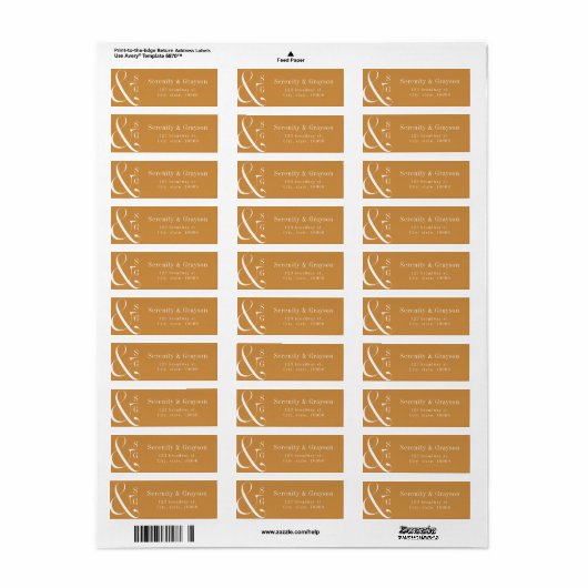 Najaars goud modern minimalistisch monogram adres etiket (Full Sheet)
