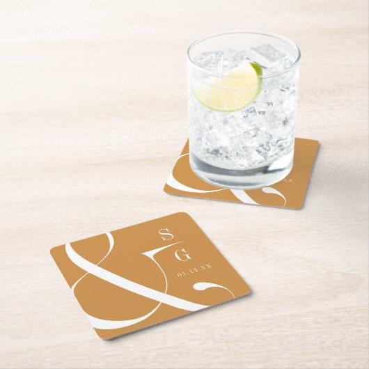 Najaars goud moderne minimalistische stellen monog kartonnen onderzetters (Insitu)