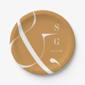 Najaars goud moderne minimalistische stellen monog papieren bordje (Voorkant)