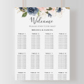 Najaars goudblauwe roze Floral Wedding Seding Char Poster