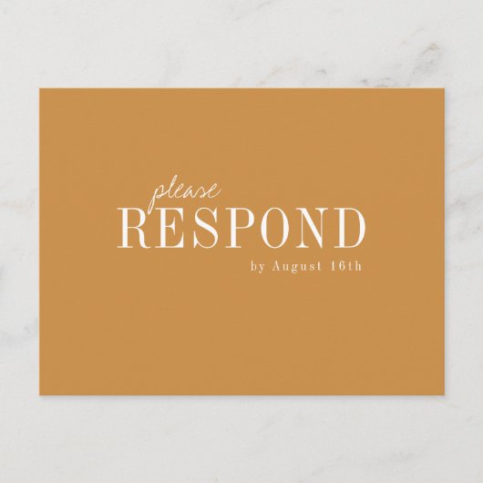 Najaars goudmoderne typografie wordt bruiloft RSVP Uitnodiging Briefkaart (Voorkant)