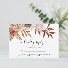 Najaars Herfst Bloom Elegant Wedding RSVP Card Kaartje