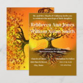 Najaars Herfst Earth Tones Romantic Tree Wedding Uitnodiging Briefkaart (Voorkant / Achterkant)