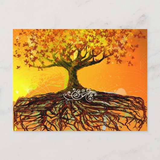 Najaars Herfst Earth Tones Romantic Tree Wedding Uitnodiging Briefkaart (Achterkant)