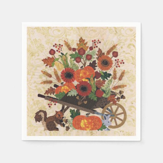 Najaars Herfst Elegant Floral Paper Servet (Voorkant)