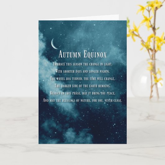 Najaars Herfst Equinox Blessings met maan Kaart (Gele Bloem)