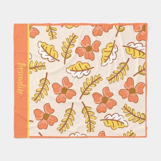 Najaars Herfst Flowers Leaves Pattern personalisee Fleece Deken (Voorkant (Horizontaal))