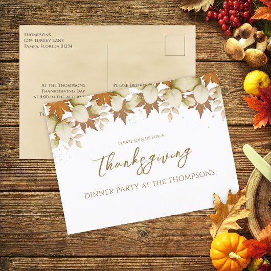 Najaars Herfst Foliage Elegant Greenery Thanksgivi Briefkaart