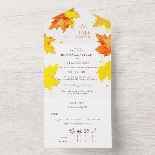 Najaars Herfst in liefde Alle in Uitnodiging van é (Binnen)