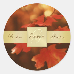 Najaars Herfst Leafs Monogram Wedding Sticker