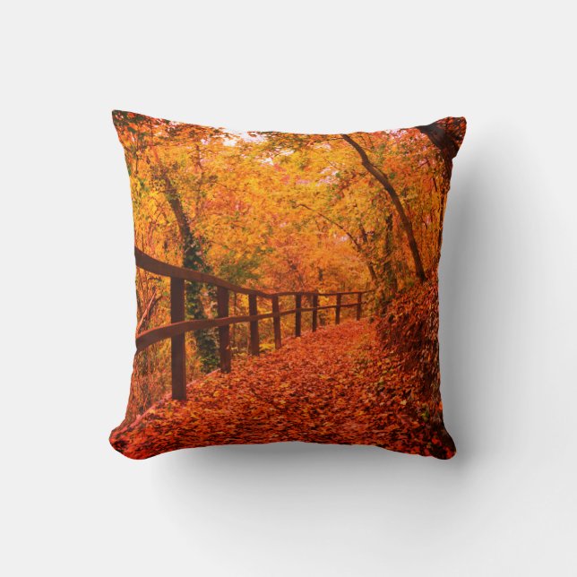 Najaars Herfst Modern laat Oranje Rustic Kussen (Voorkant)