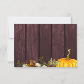 Najaars herfst rustic burgundy barnwood bruiloft RSVP kaartje (Achterkant)