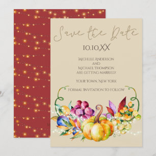 Najaars Herfst Rustic Wine Lichten sparen de Datum Kaart