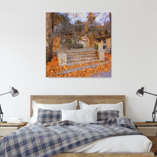 Najaars Herfst Stone laat Natuur kleuren Canvas Afdruk (Insitu (Slaapkamer))