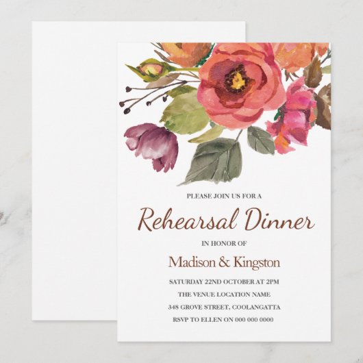 Najaars Herfst Vloeiende repetitie Uitnodiging (Voorkant / Achterkant)