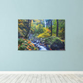 Najaars kleur bij Starvation Creek Herfsten 2 Canvas Afdruk (Insitu (Houten vloer))