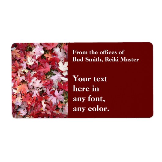 Najaars kleuren bladeren etiket (Voorkant)