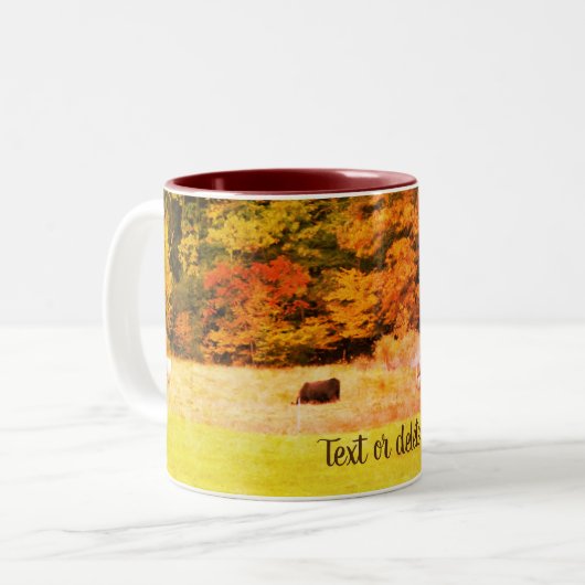 Najaars Koe velde Natuur Gepersonaliseerde kunst Tweekleurige Koffiemok (Voorkant links)
