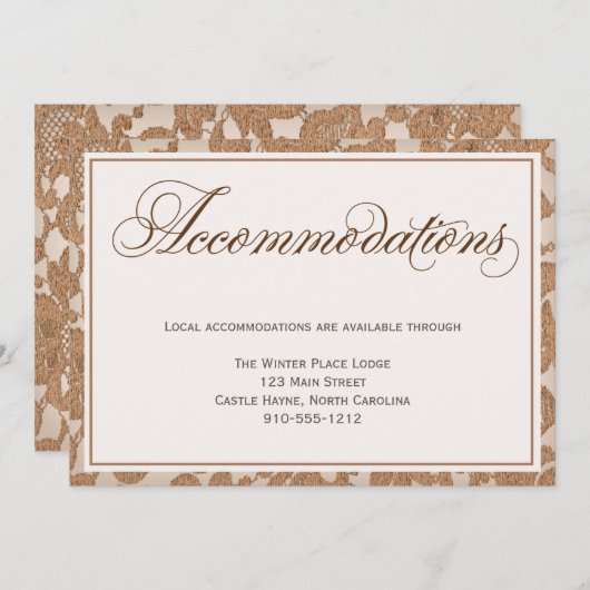 Najaars lace Wedding Accommodatie Enclosure Card Kaart (Voorkant / Achterkant)