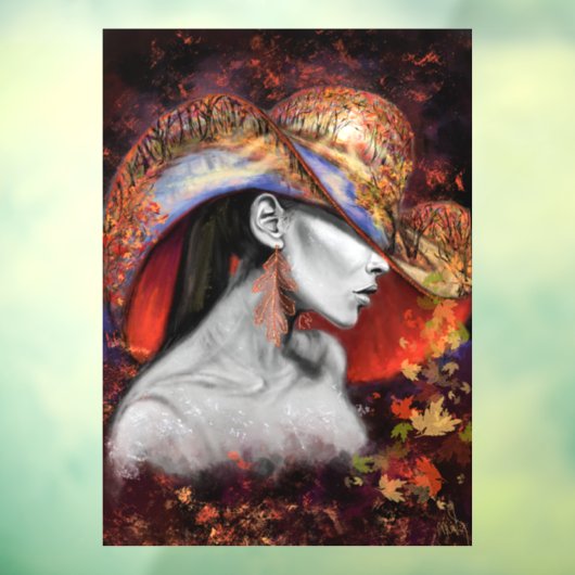 Najaars-Lady Window Cling - Kunst schilderen Raamsticker (Vel 3)