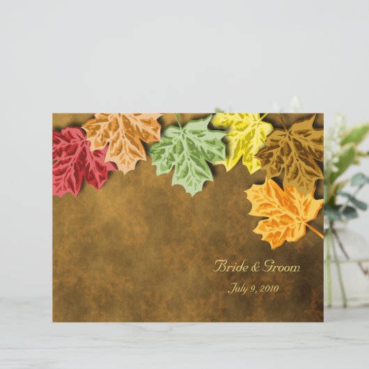 Najaars Leaves Folded Wedding Program (Staand voorkant)