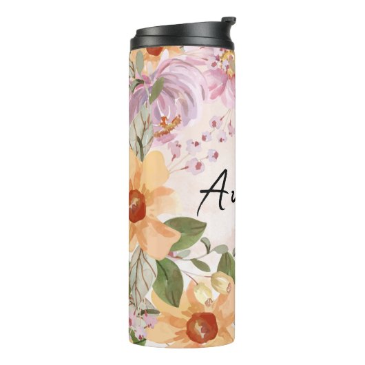 Najaars Modern botanische Elegant waterverf art. Thermosbeker (Gedraaid links)