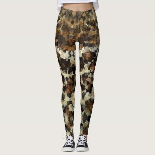 Najaars Mosaic Pattern Leopard All-Over-Print Leggings (Voorkant)
