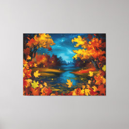 Najaars Nacht Landschap Olieverf Schilderen Canvas Afdruk