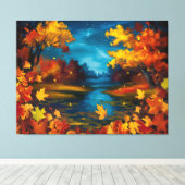 Najaars Nacht Landschap Olieverf Schilderen Canvas Afdruk (Insitu (Houten vloer))