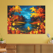 Najaars Nacht Landschap Olieverf Schilderen Canvas Afdruk (Insitu (Woonkamer))