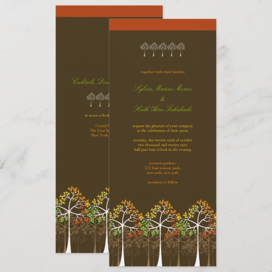 Najaars Natuur van de bomen Modern Valle bruiloft  Kaart (Voorkant / Achterkant)