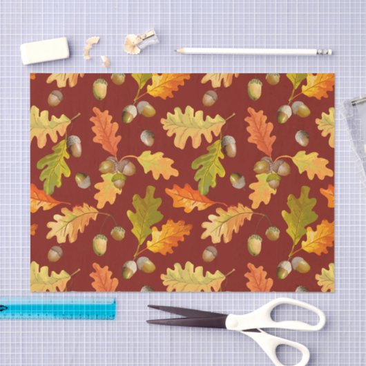 Najaars Natuur van eikenbladeren en eikels Tissuepapier (Craft)