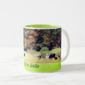 Najaars Natuur van het Gebied van de Koe Gepersona Tweekleurige Koffiemok (Voorkant rechts)