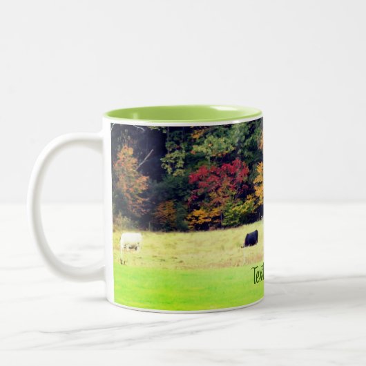 Najaars Natuur van het Gebied van de Koe Gepersona Tweekleurige Koffiemok (Links)