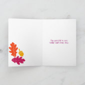 Najaars Oak Leaves and Acorns Custom Message Kaart (Binnen)