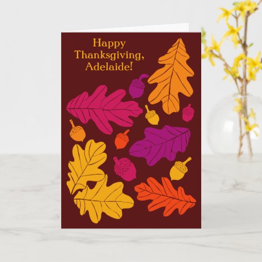 Najaars Oak Leaves and Acorns Custom Message Kaart (Gele Bloem)