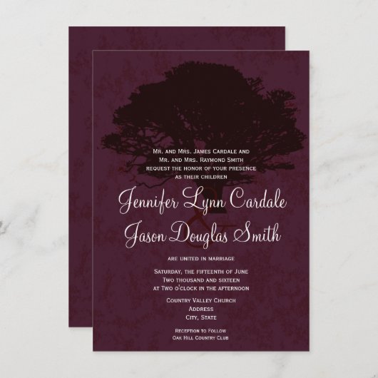 Najaars Oak Tree Silhouette Fall Weddenschap Kaart (Voorkant / Achterkant)