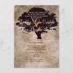 Najaars Oak Tree Silhouette Fall Weddenschap Kaart