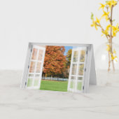 Najaars Oak-uitzicht in venster Kaart (Gele Bloem)