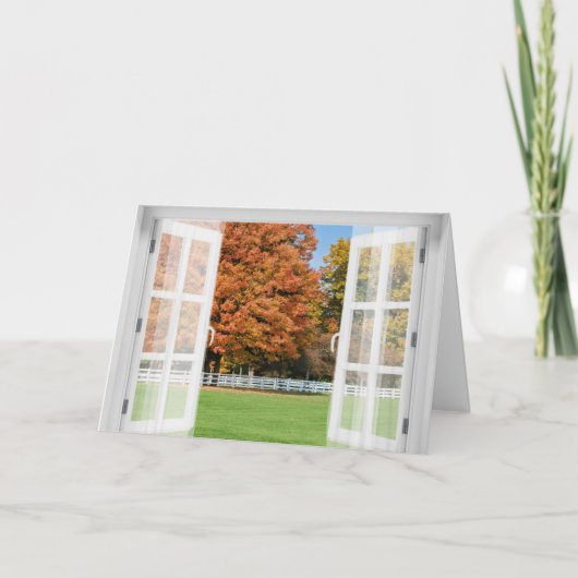 Najaars Oak-uitzicht in venster Kaart (Voorkant)