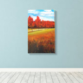 Najaars Oranje bladbomen schilderen Canvas Afdruk (Insitu (Houten vloer))