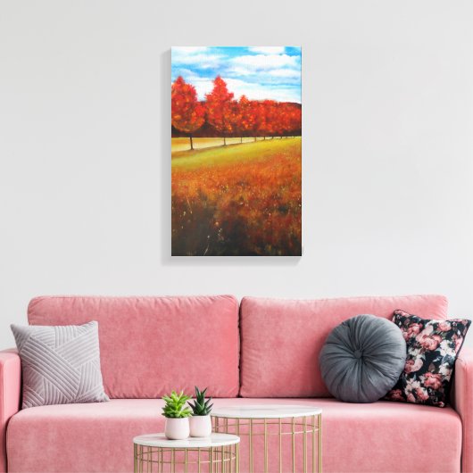 Najaars Oranje bladbomen schilderen Canvas Afdruk (Insitu (Woonkamer))