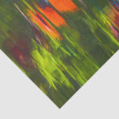 Najaars oranje, blauw, groen abstract schilderen tissuepapier (Detail)