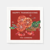 Najaars Oranje cirkels kaneelteken in rood Servet (Voorkant)