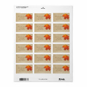 Najaars Oranje Herfst in Love Leaves Wedding Etiket (Full Sheet)