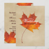 Najaars Oranje Herfst in Love Leaves Wedding Kaart (Voorkant / Achterkant)